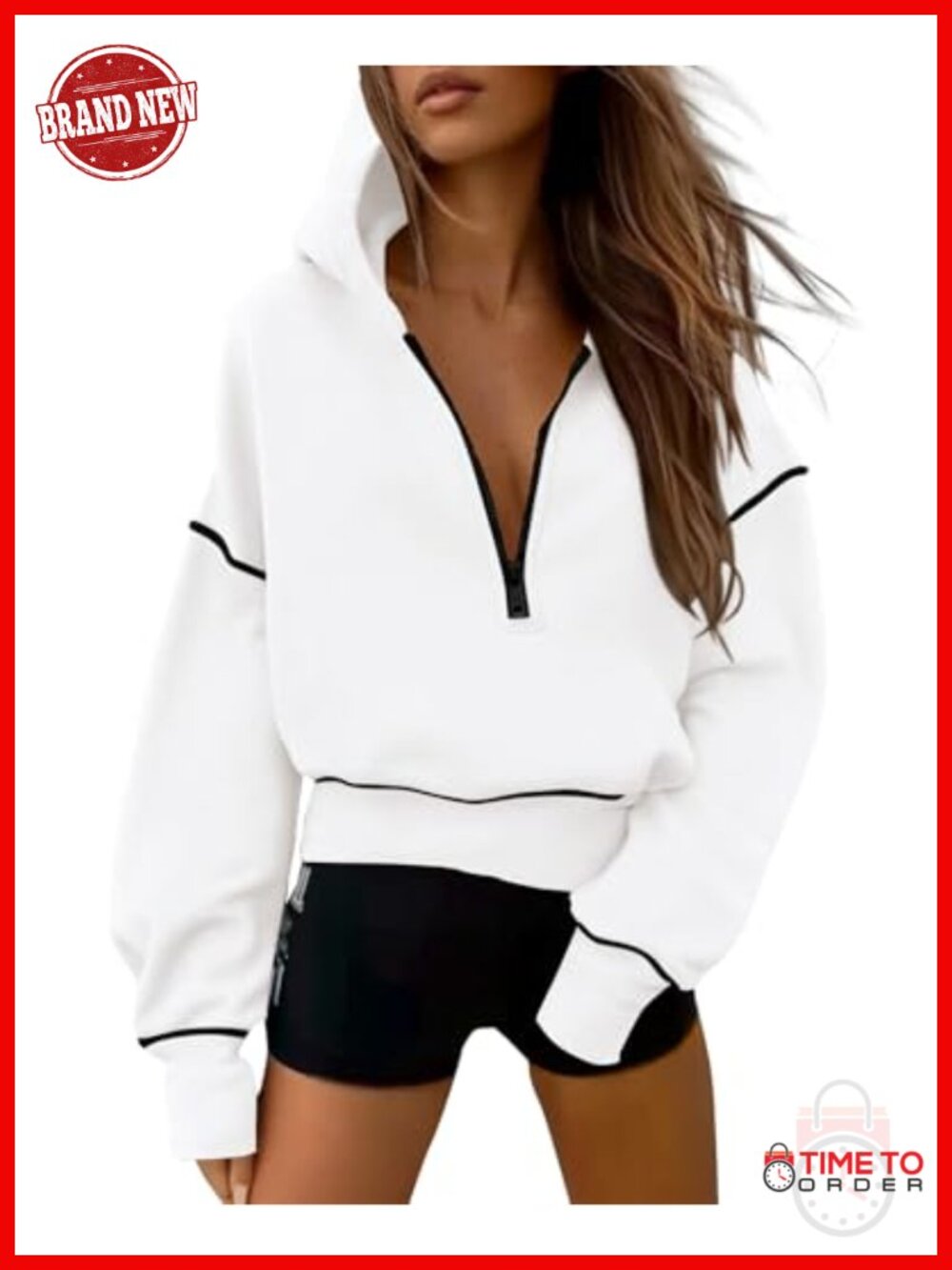 Women's Half Zip Cropped Hoodie Sweatshirt Fleece Lined Pullover